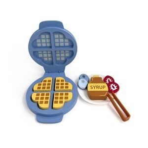 Target Bullseye Playground Blue Wooden Waffle Maker 12 piece Toy Set, New!